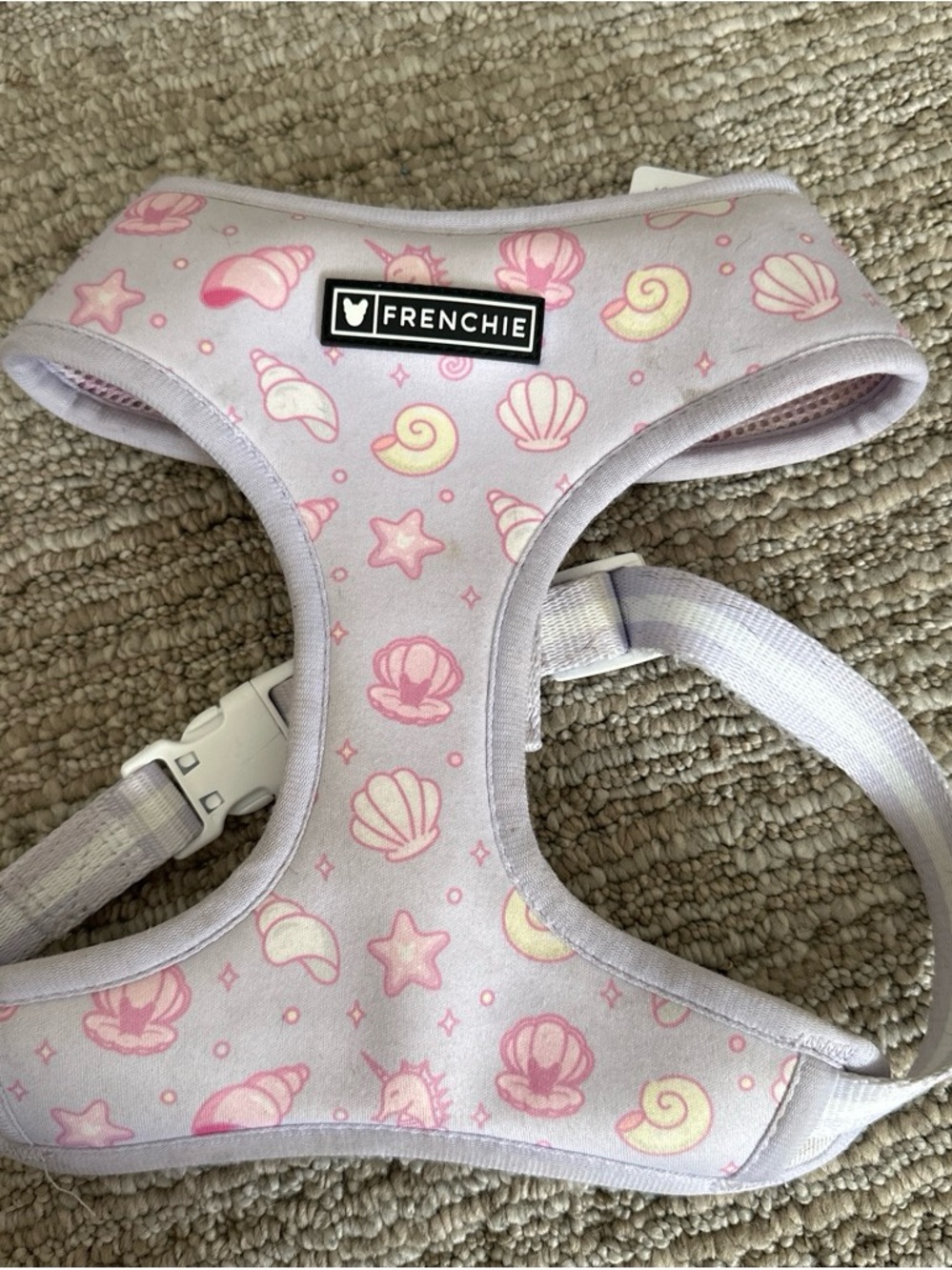 Frenchie Pink & Light Purple Shell Print Dog Harness